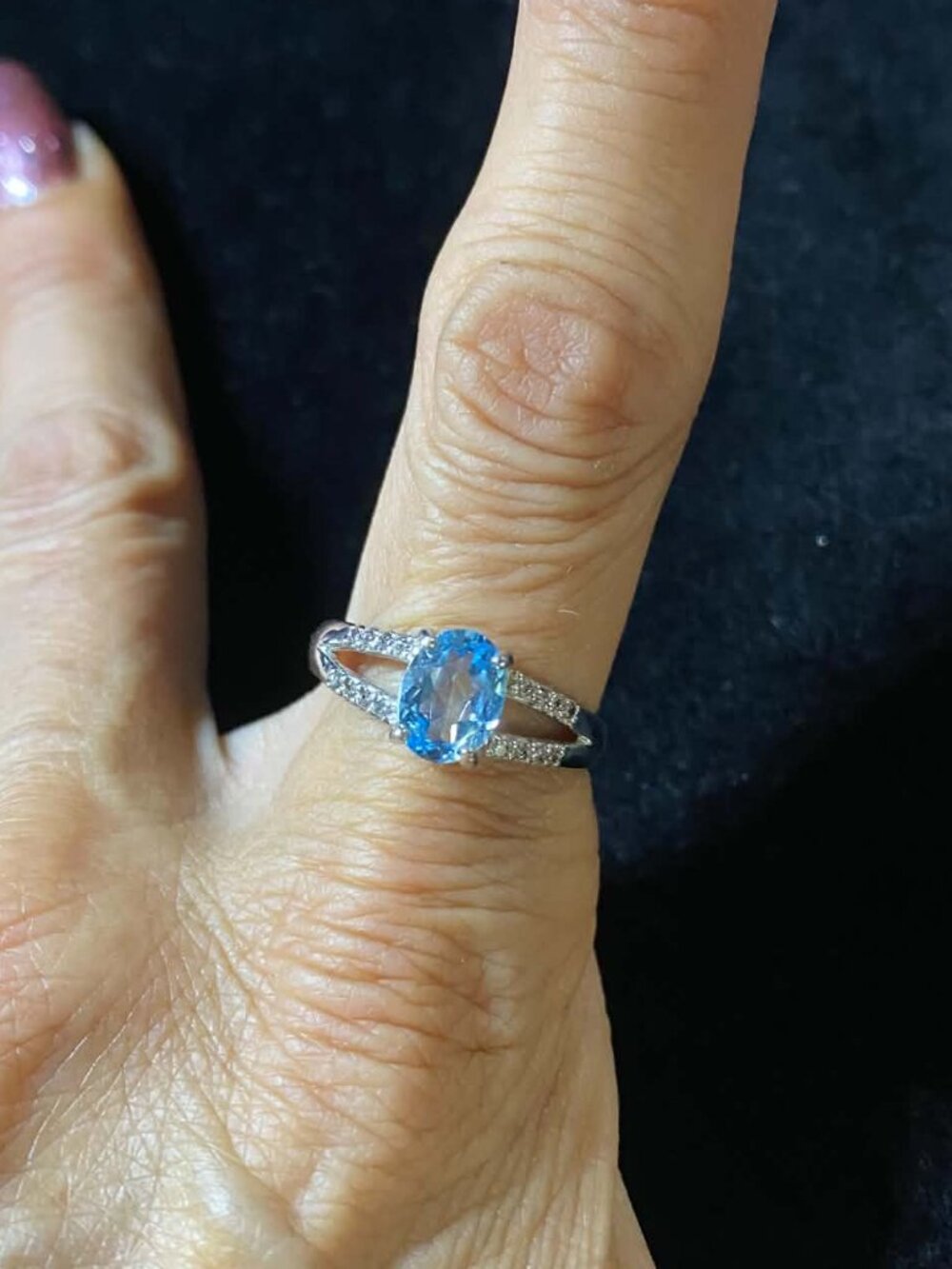 .925 Sterling Silver Natural Swiss Blue Topaz December Birthday Ring
